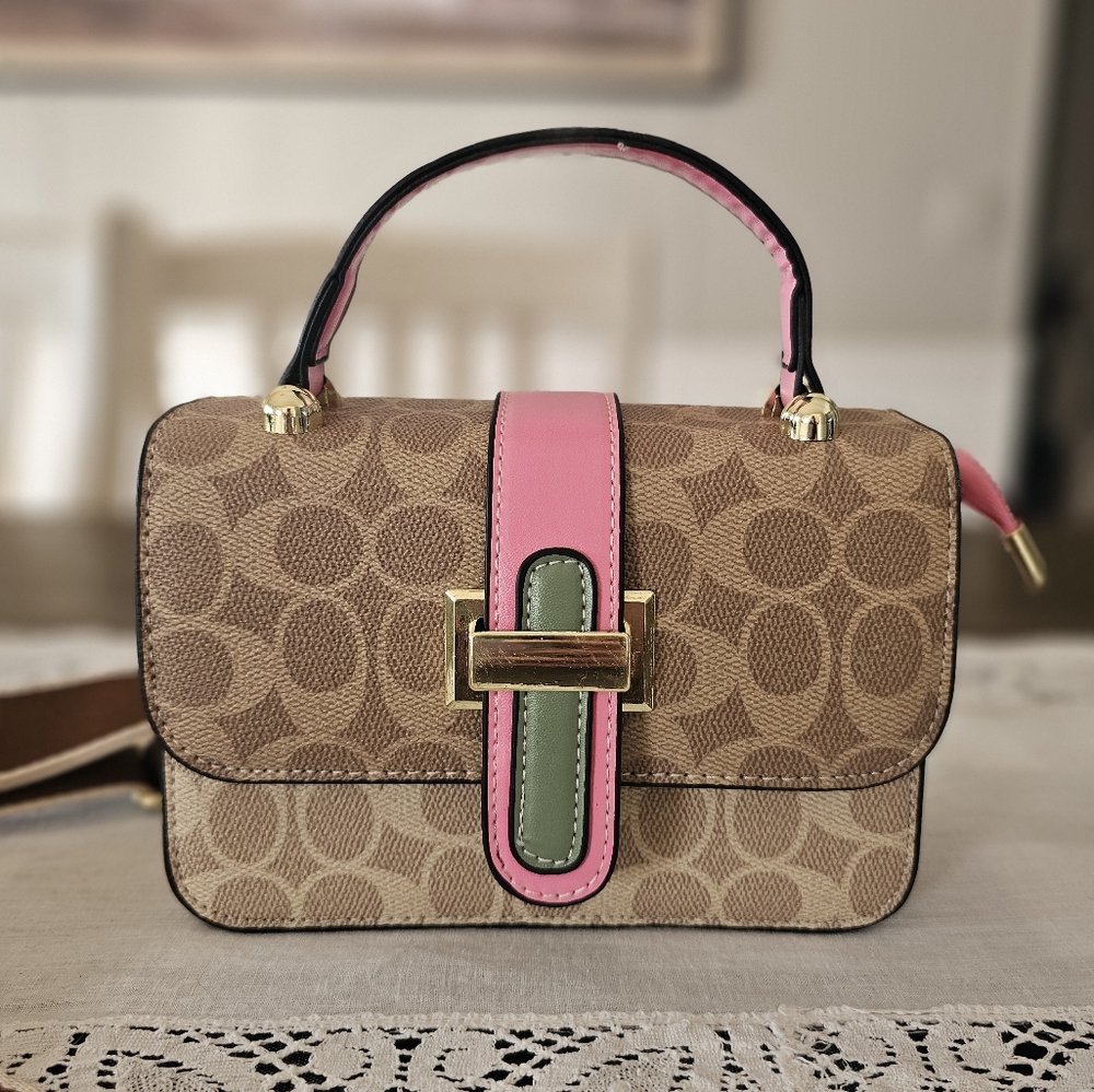 NEW Pink Brown Taupe purse crossbody clutch wallet